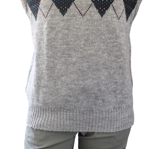 Vintage Kennington Argyle Sweater Vest XL Made in Italy 80s Knit - Picture 6 of 9